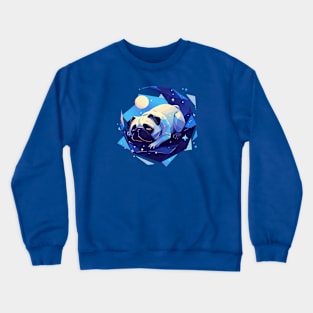 Cute Pug sleeping in the night sky Crewneck Sweatshirt